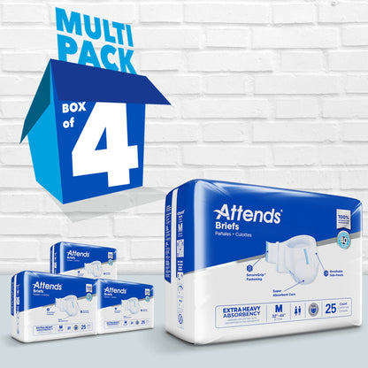 BRIEF, ATTENDS XHEAVY ABSORBENCY MED (25/BG 4BG/CS)