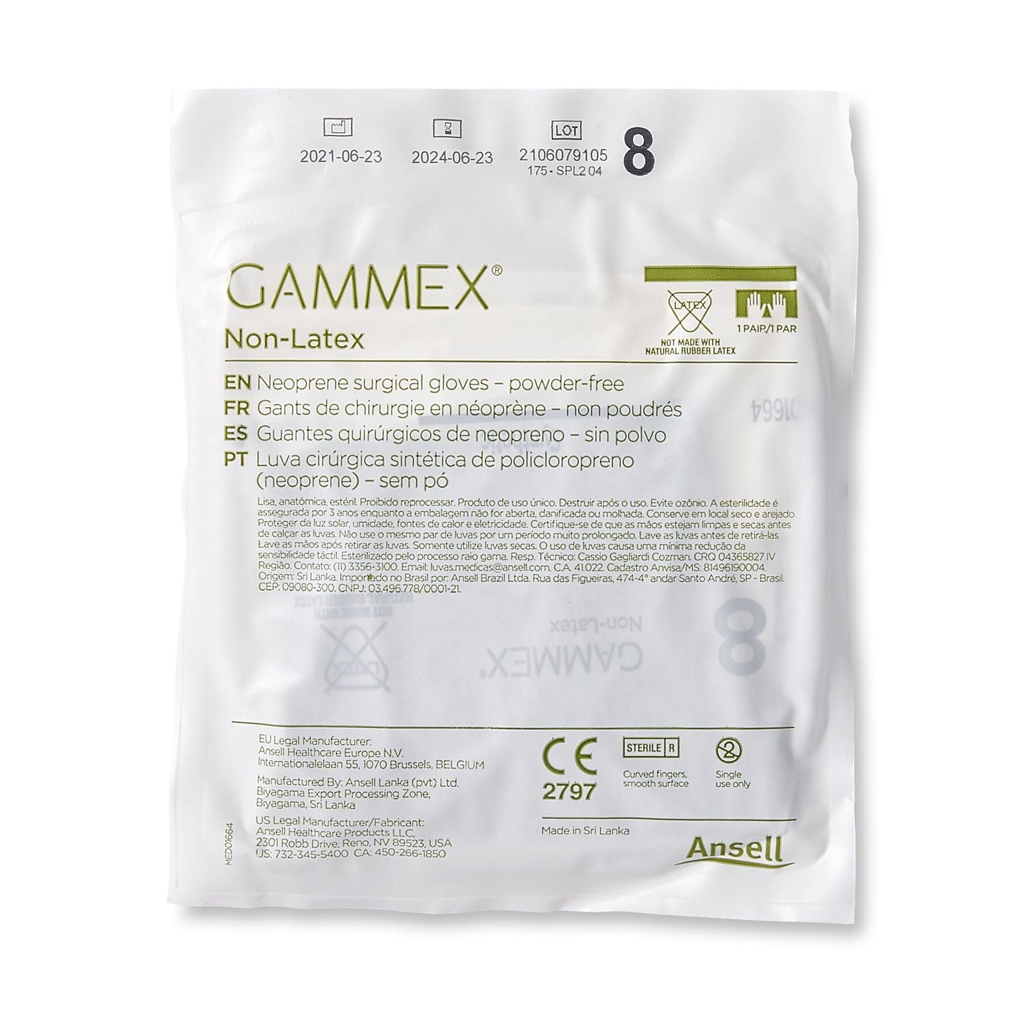 GLOVE, SURG NPRN 8.0 STR2 SMTHCHEMO (50PR/BX 4BX/CS)