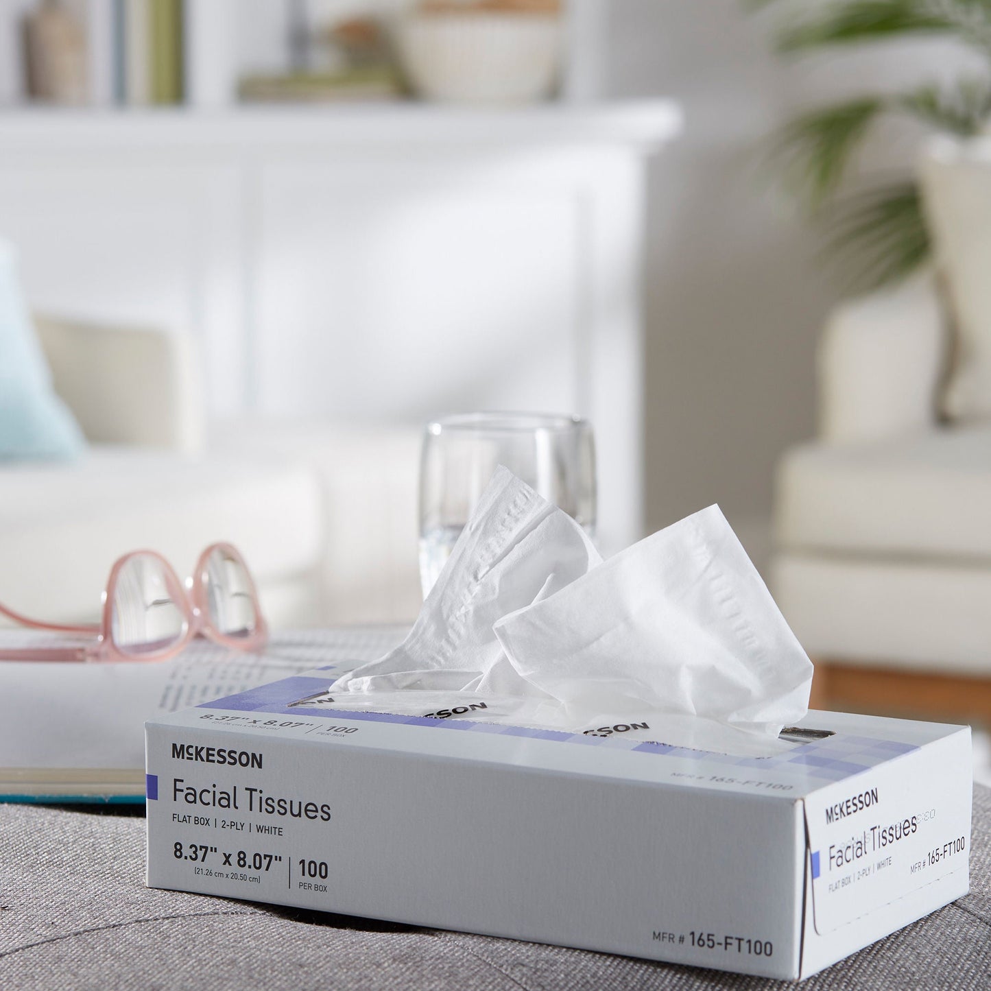 TISSUE, FACIAL FLAT BOX 2PLY WHT 8.37"X8.07" (100/BX 30BX/CS