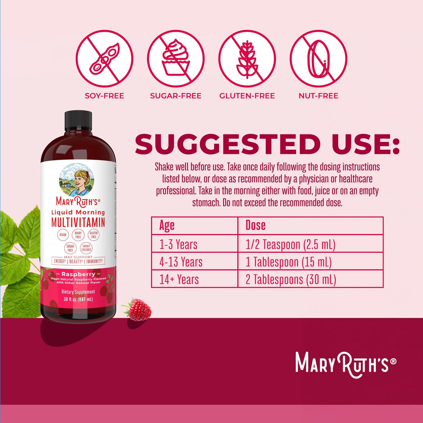 SUPPLEMENT, LIQ MORNING MULTIVITAMIN RASPBERRY 30OZ (6/CS