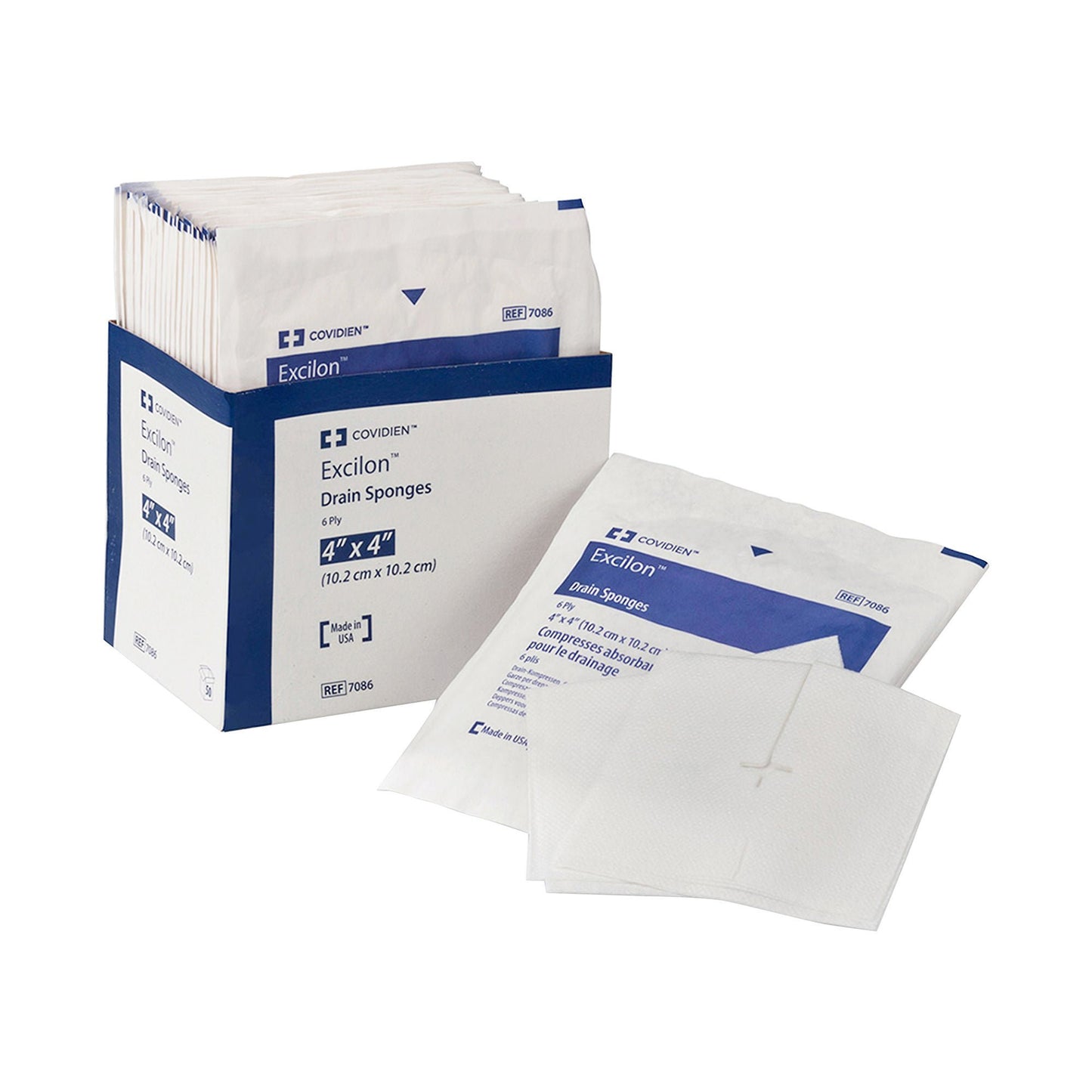 SPONGE, DRN 4"X4" 6PLY 2'S (2/PK 25PK/CT 12CT/CS) KENDAL