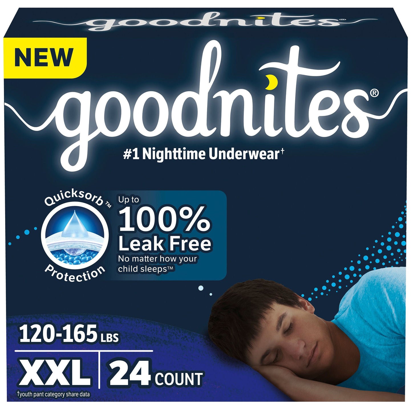 UNDERWEAR, GOODNITES GIGAPK YTH BOY SZ7 2XLG (24/CS)