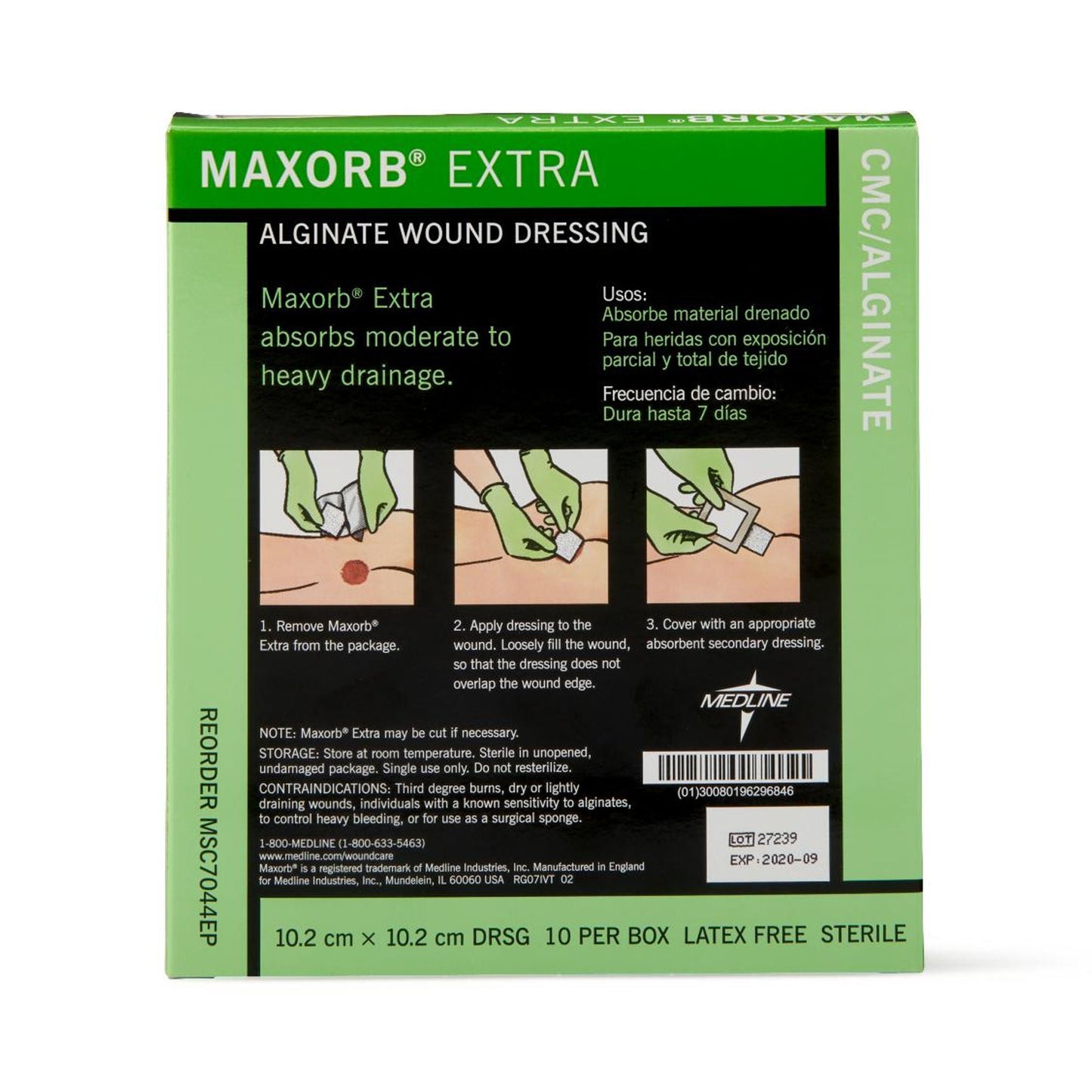 DRESSING, MAXORB XTRA CAL ALGINAT 4"X4" LF (10/BX 5BX/CS)