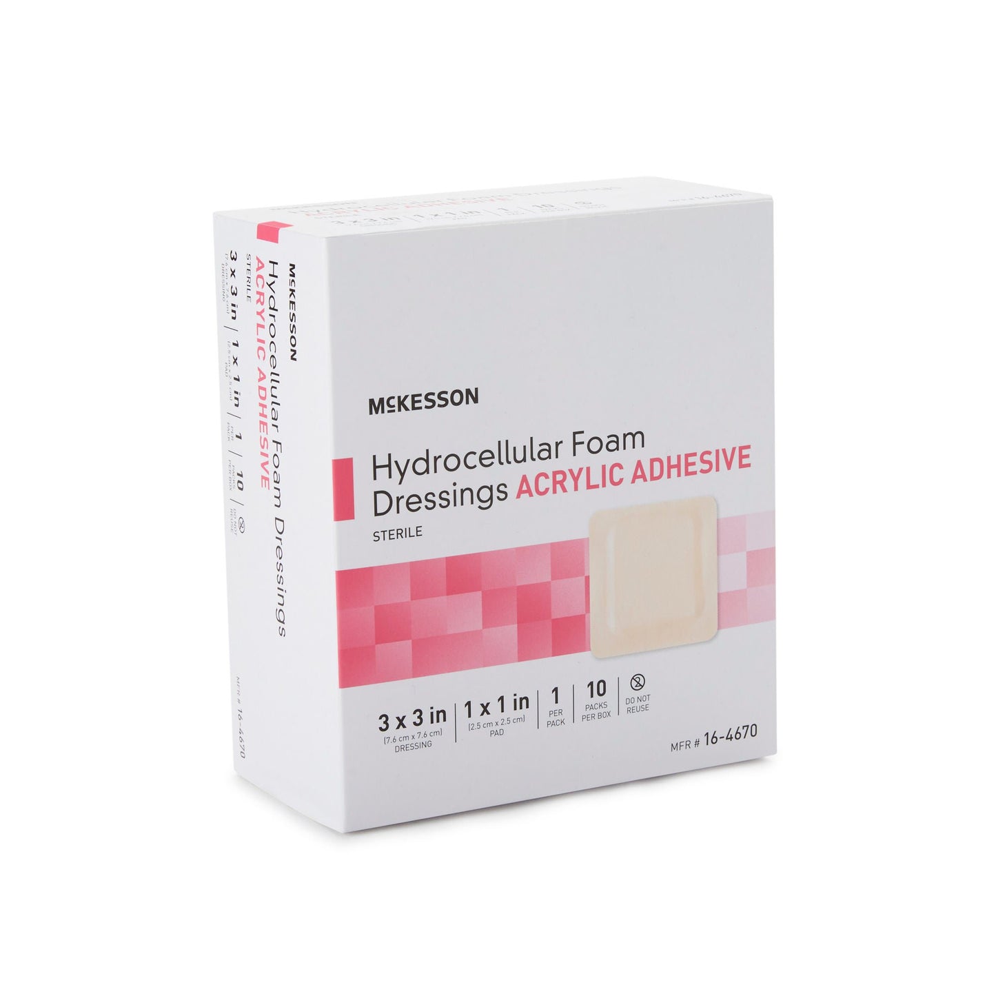 DRESSING, HYDROCELLULAR ADH STR FOAM 3"X3" (10EA/BX 10BX/CS)