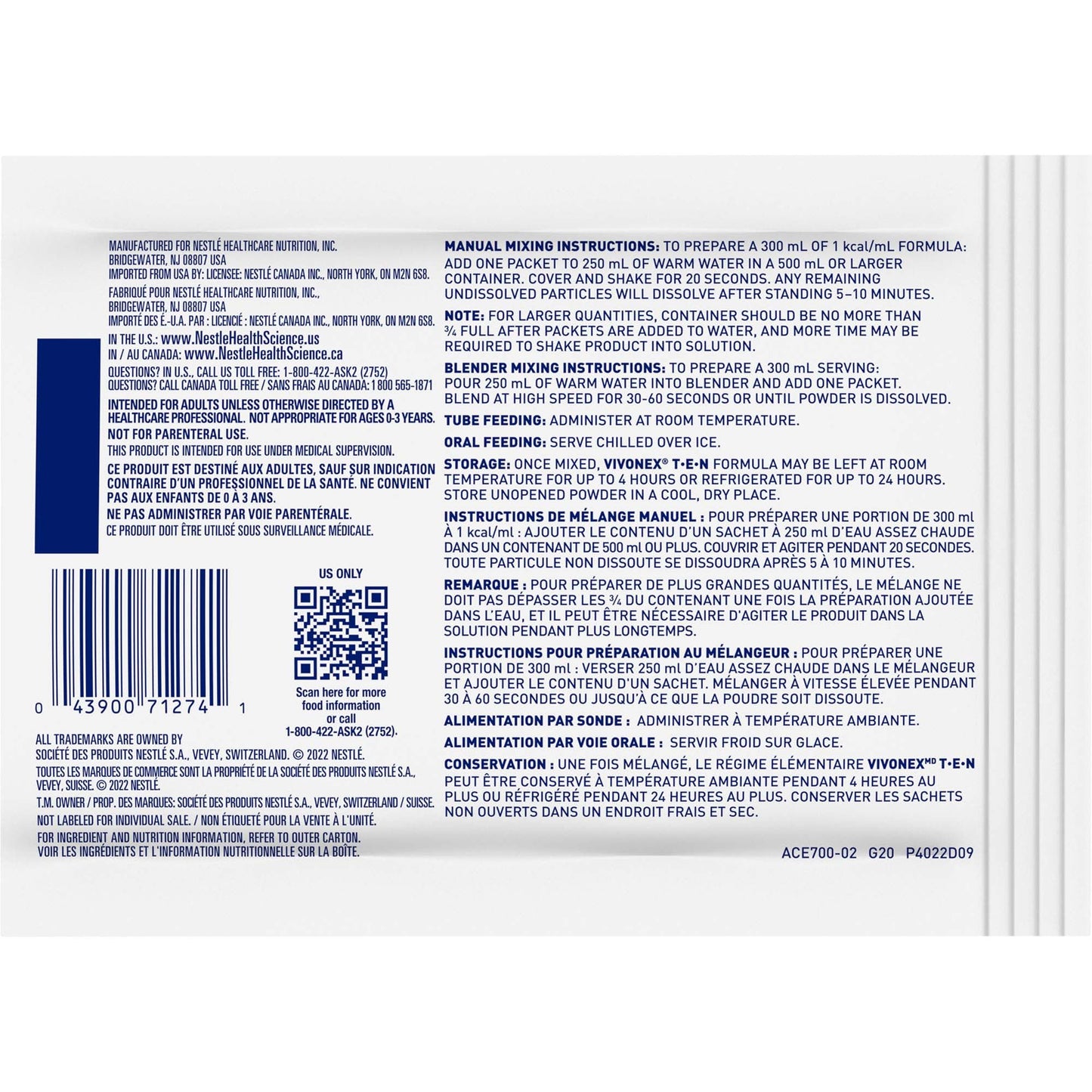 VIVONEX TEN, UNFLAV 2.84OZ (10/BX 6BX/CS)
