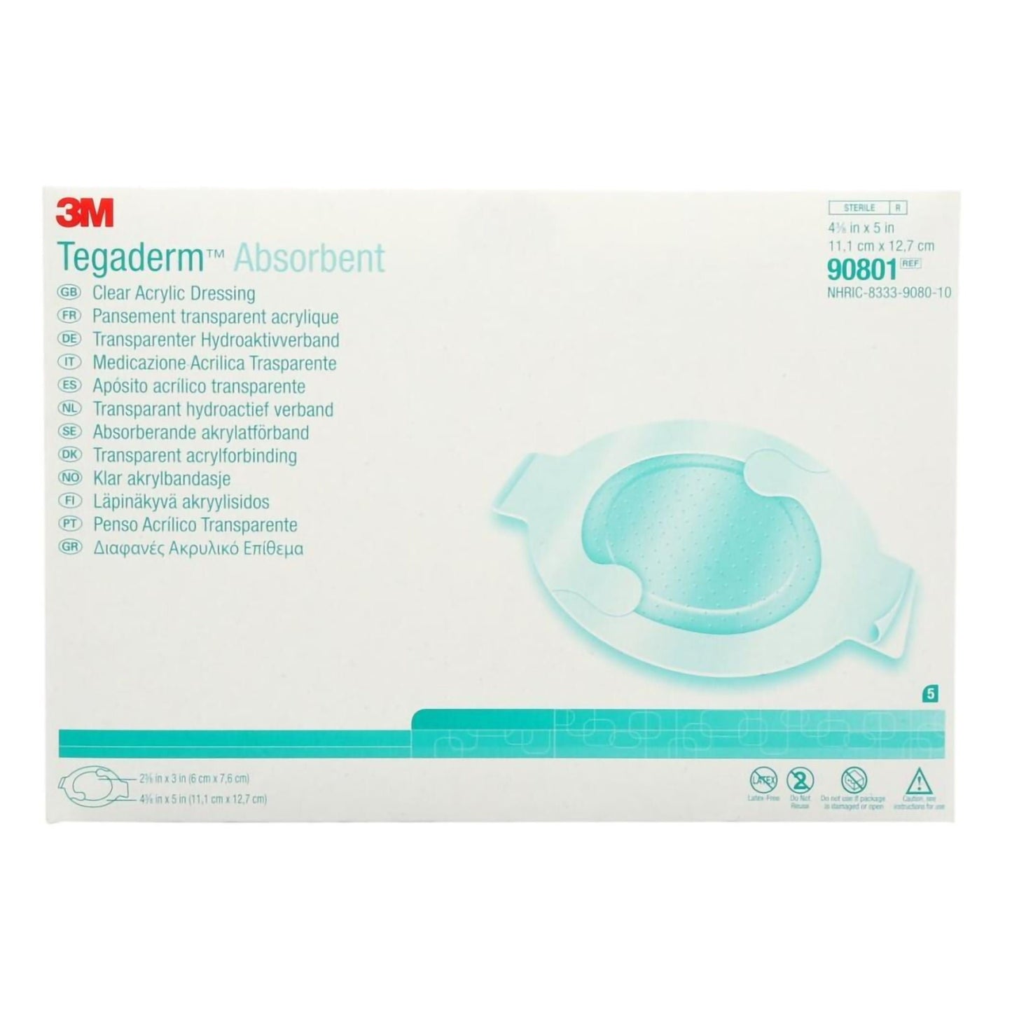 DRESSING, TEGADERM ACRYLIC OVAL 4.4X5" (10/BX 4BX/CS)
