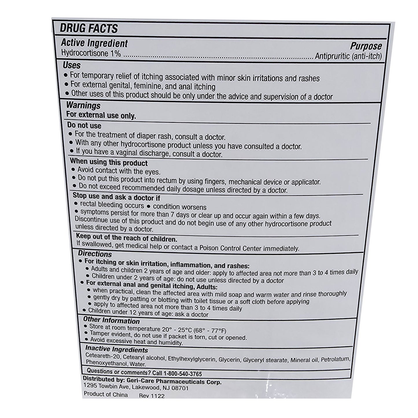 HYDROCORTISONE, CRM 1% 0.9GM (144/BX)