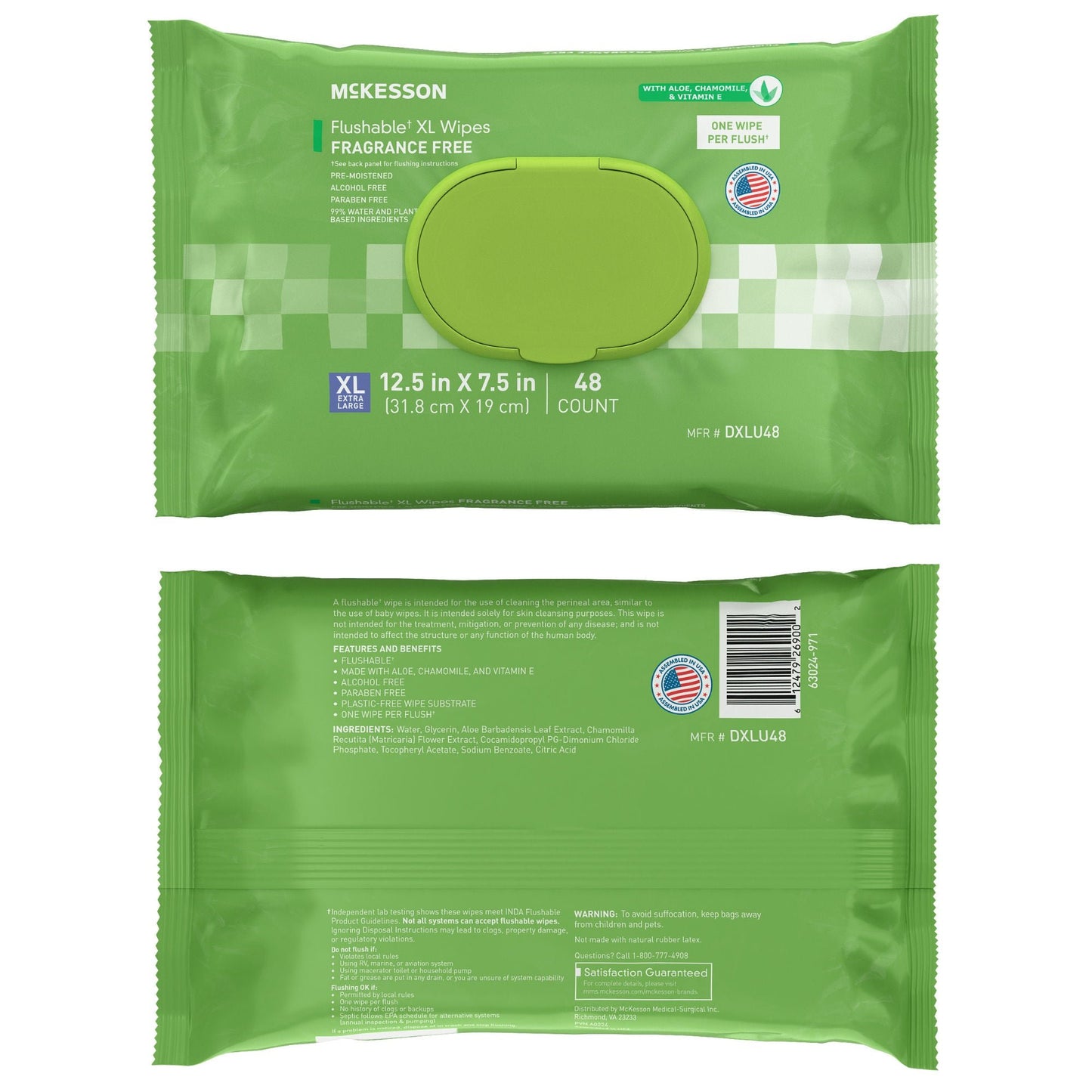 WIPE, WET FLUSHABLE XL UNSCNTDSFT PK W/LID (48/PK 12PK/CS)