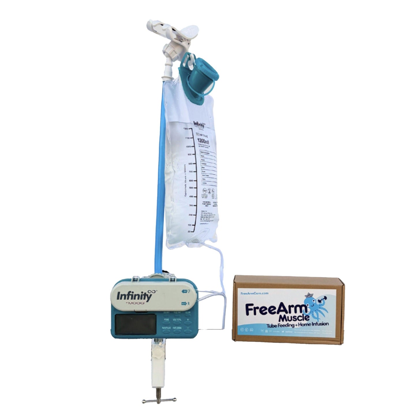 HOLDER, TUBE FEED W/CLAMP & BENDABLE ARM BLU (50/CS)