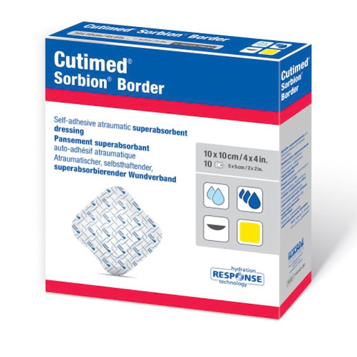 DRESSING, WOUND CUTIMED SORBION BORDER STR 6"X6" (10/BX)