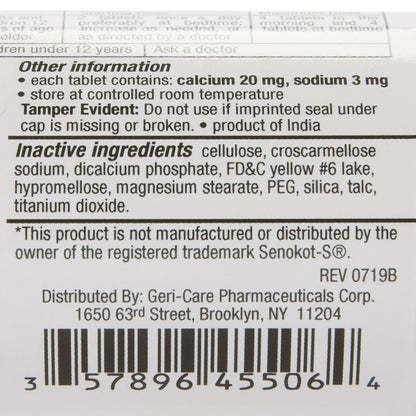 SENNA, TAB 8.6MG PLUS DSS 50MG(60/BT 12BT/CS)