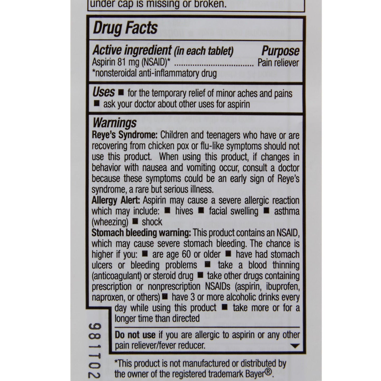 ASPIRIN, TAB ENTERIC LOW DOSE 81MG (120B/BT 12BT/CS)