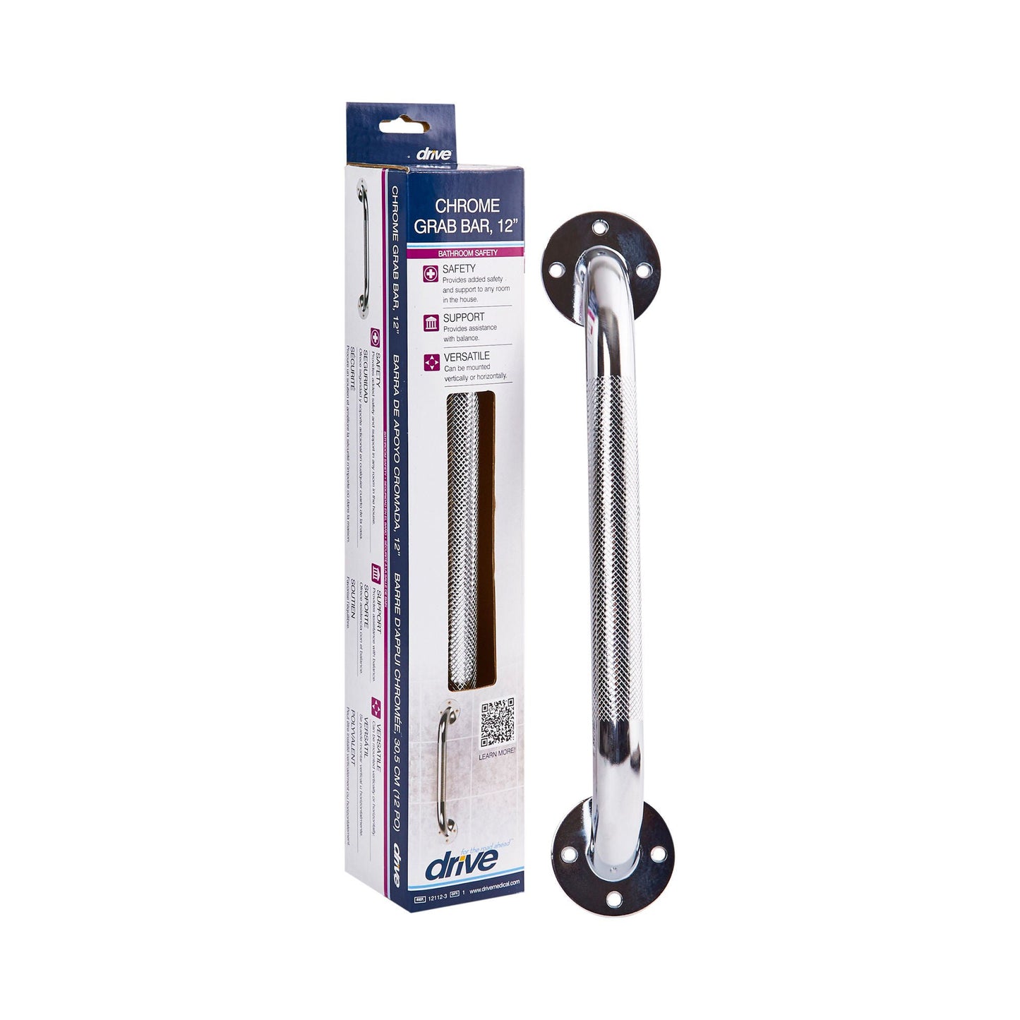 BAR, GRAB KNURLED 12" CHROME (3/BX)