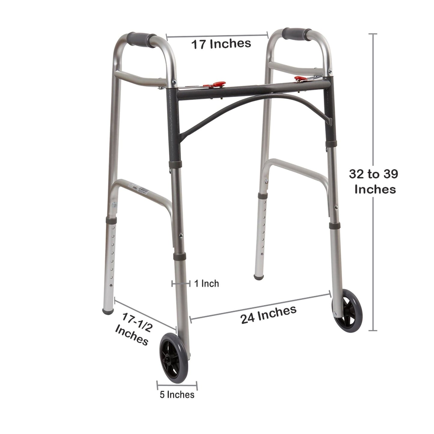 WALKER, FLD ALUM W/5" WHLS ADLT 350LBS (4/CS)