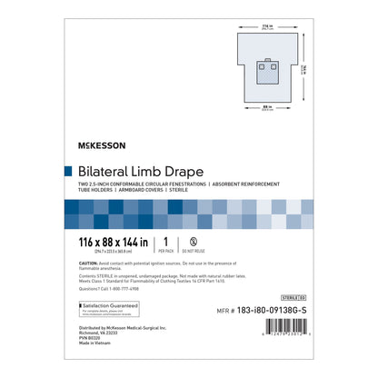 DRAPE, SURGICAL ORTHO BILATERAL 116"X88"X144" (12/CS)