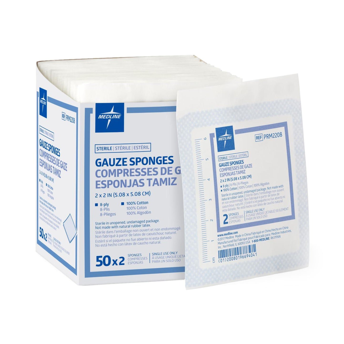 GAUZE, SPNG CARING STR 2"X2" 8PLY (2/PK 50PK/BX 30