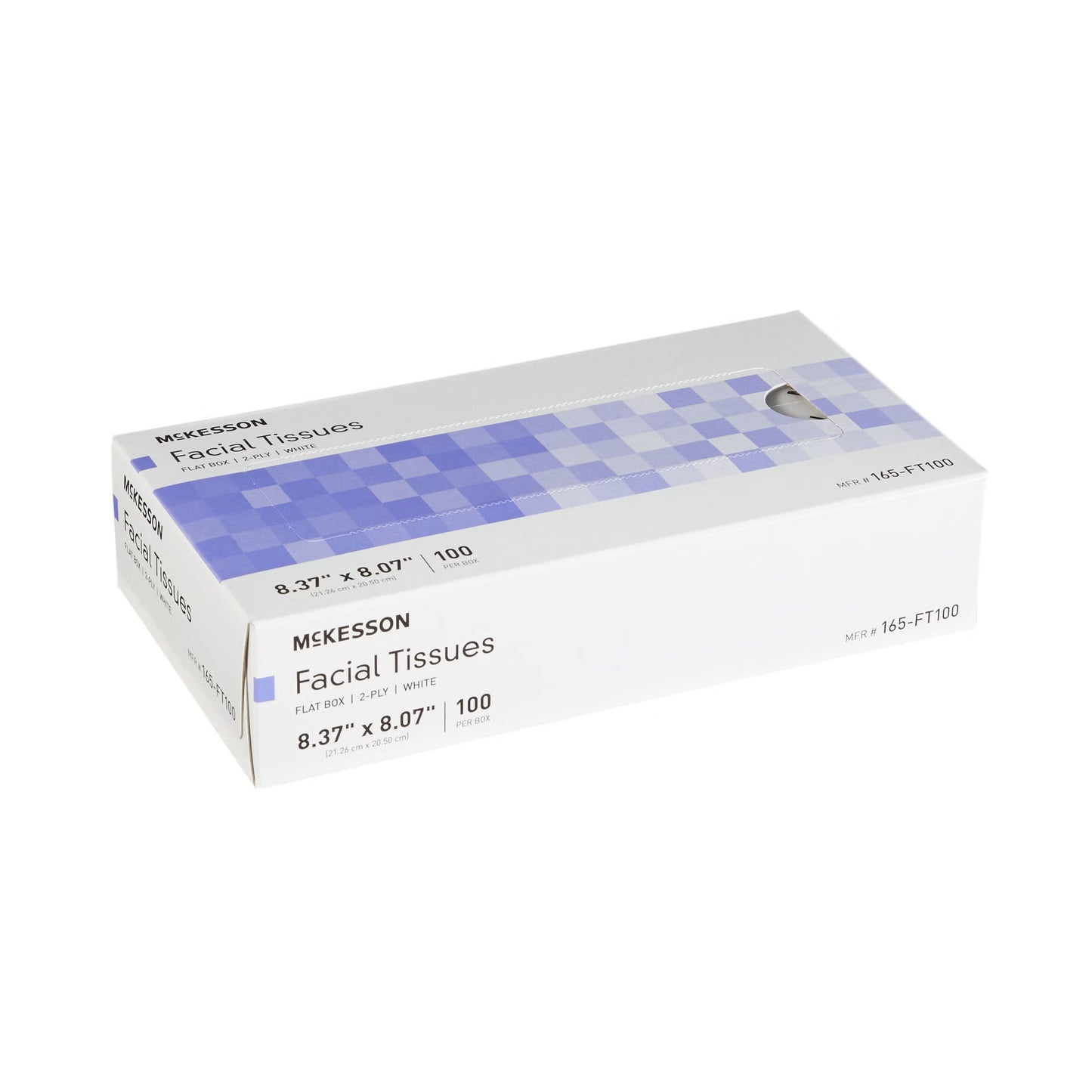 TISSUE, FACIAL FLAT BOX 2PLY WHT 8.37"X8.07" (100/BX 30BX/CS