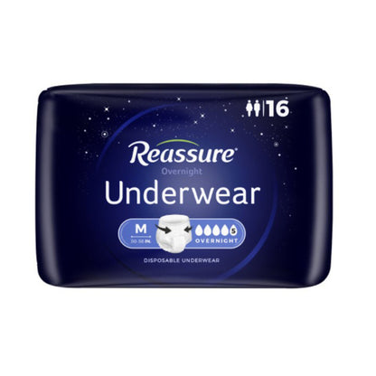 UNDERWEAR, INCONT REASSURE OVRNGHT MED (16/BG 4BG/CS)