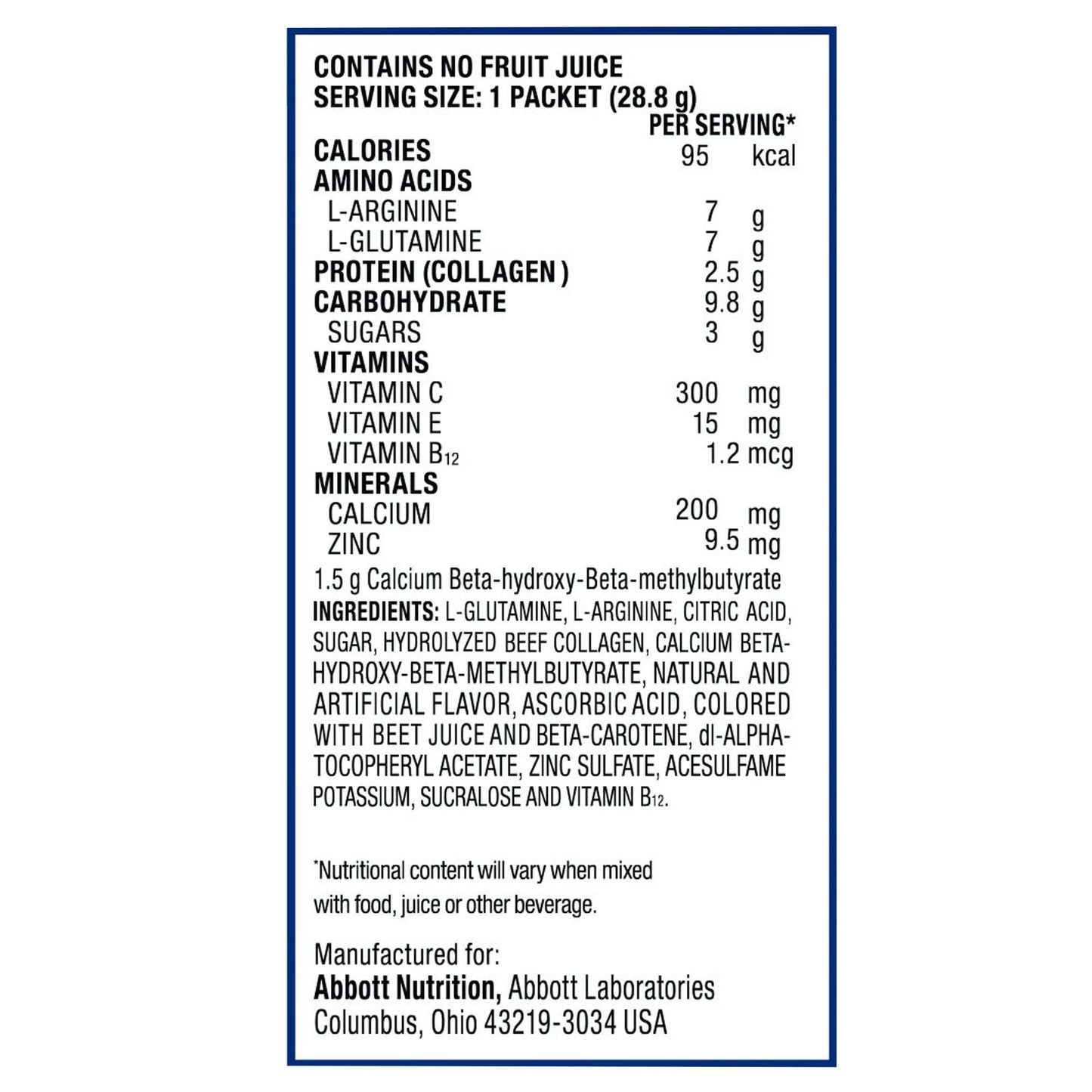JUVEN, PDR FRUIT PUNCH 1.02OZ PKT (30/BX 6BX/CS)