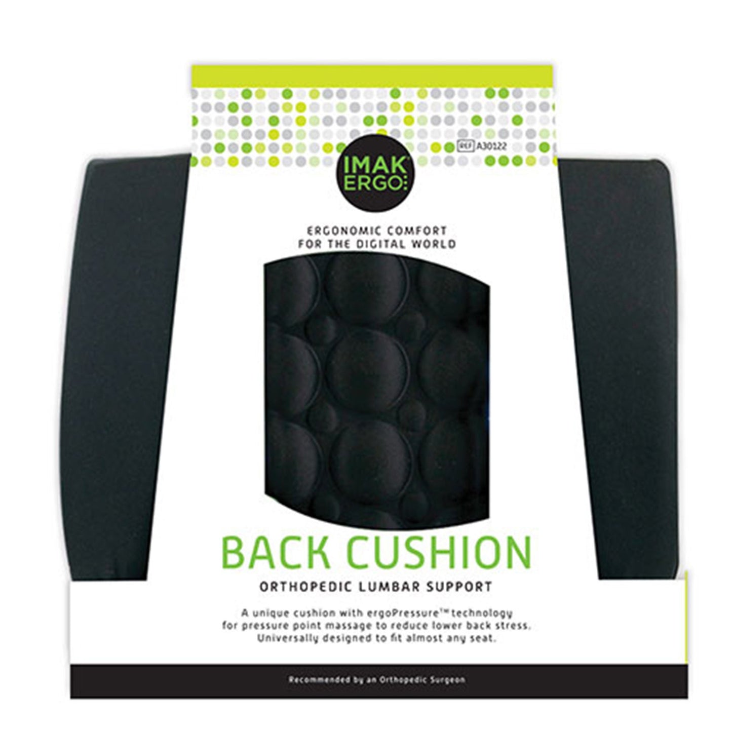 BACK CUSHION, ORTHOPEDIC IMAK BLK