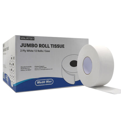 TISSUE, TOILET 2PLY 9" JUMBO WHT 3.5"X1000FT (12RL/CS)