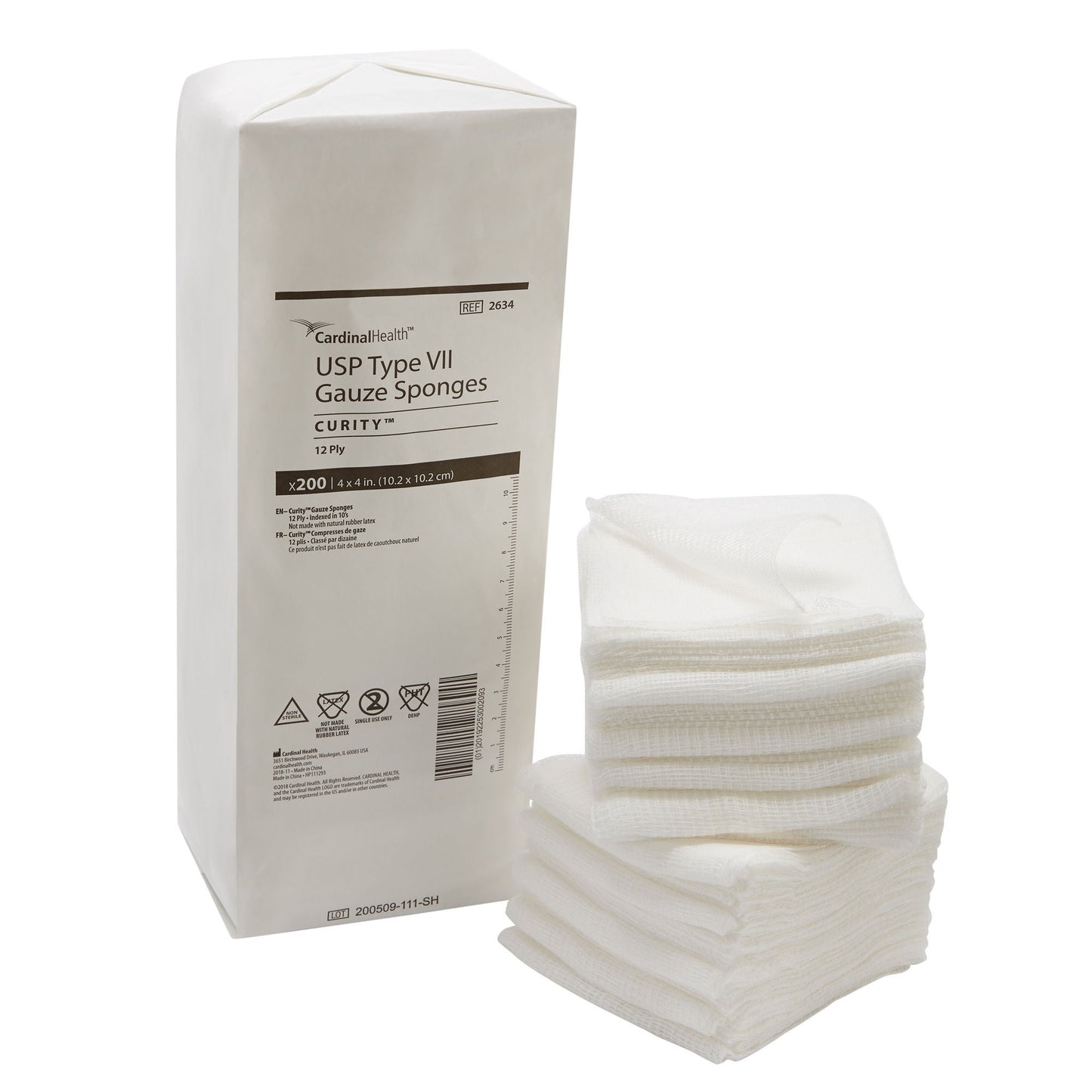 SPONGE, GAUZE 12PLY 4"X4" (200/BG)