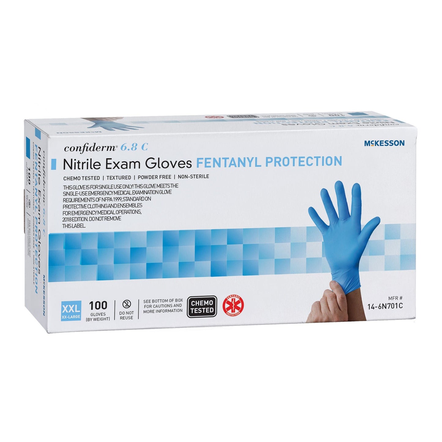 GLOVE, EXAM NITRL 2XLG N/S CHEMO 6.8C (100EA/BX 10BX/CS)