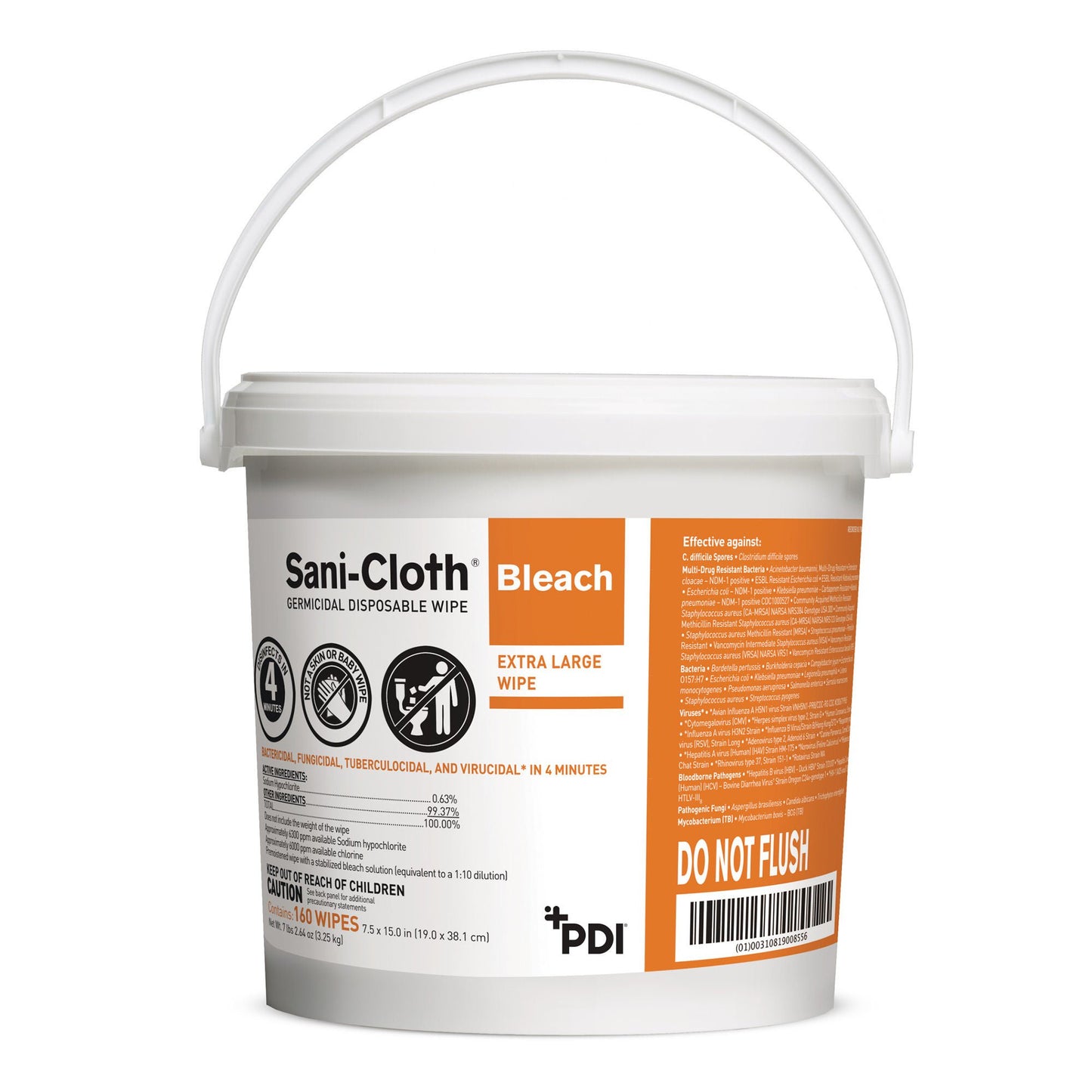 WIPE, BLEACH SANI-CLOTH 7.5X15" (160/CN 2CN/CS)