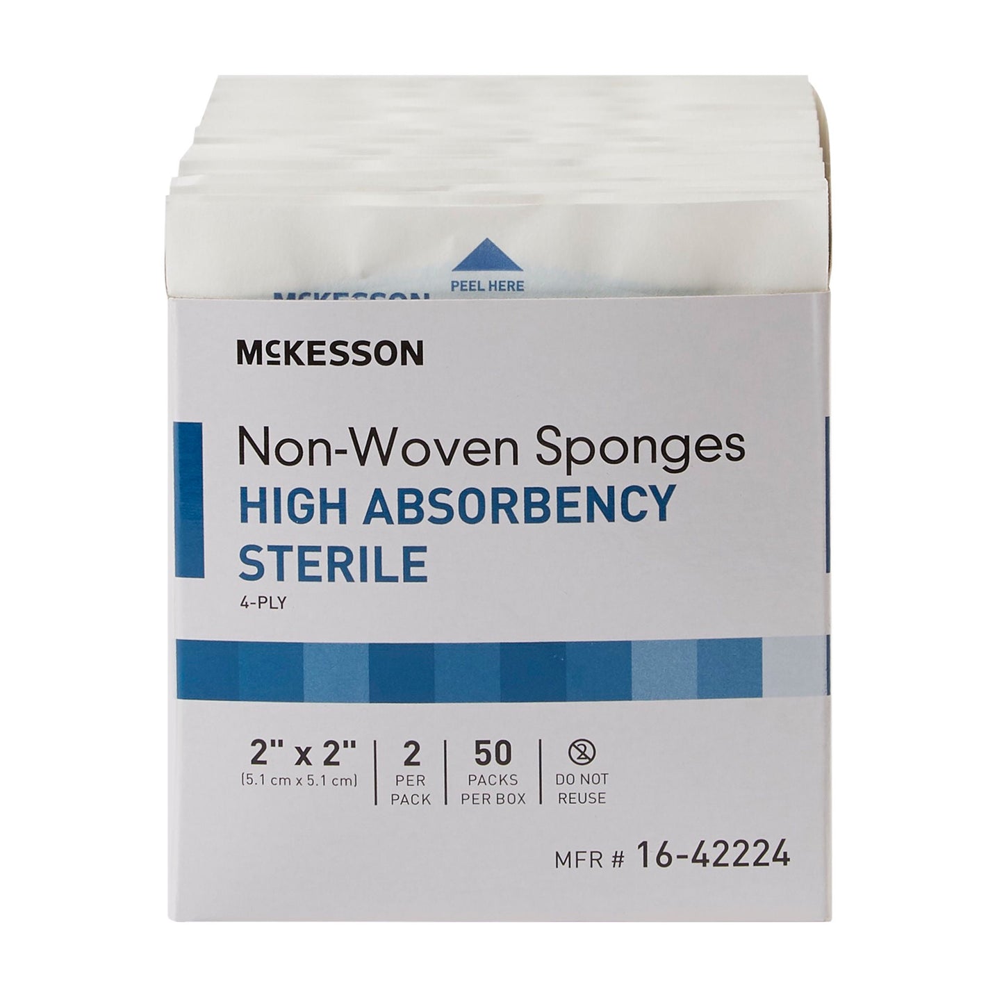 SPONGE, N/WOVN HI-ABSRB 2"X2" 4PLY STR (2/PK 50PK/