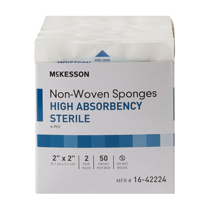 SPONGE, N/WOVN HI-ABSRB 2"X2" 4PLY STR (2/PK 50PK/
