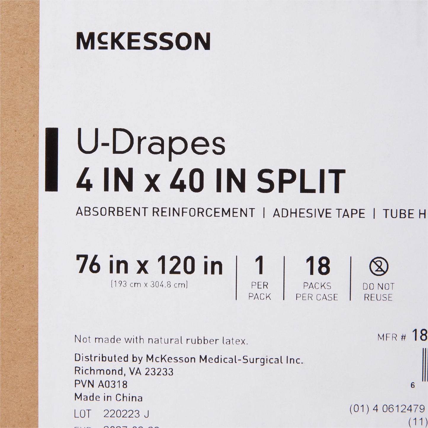 DRAPE, SURGICAL ORTHO W/SPLIT 76"X120" (18/CS)