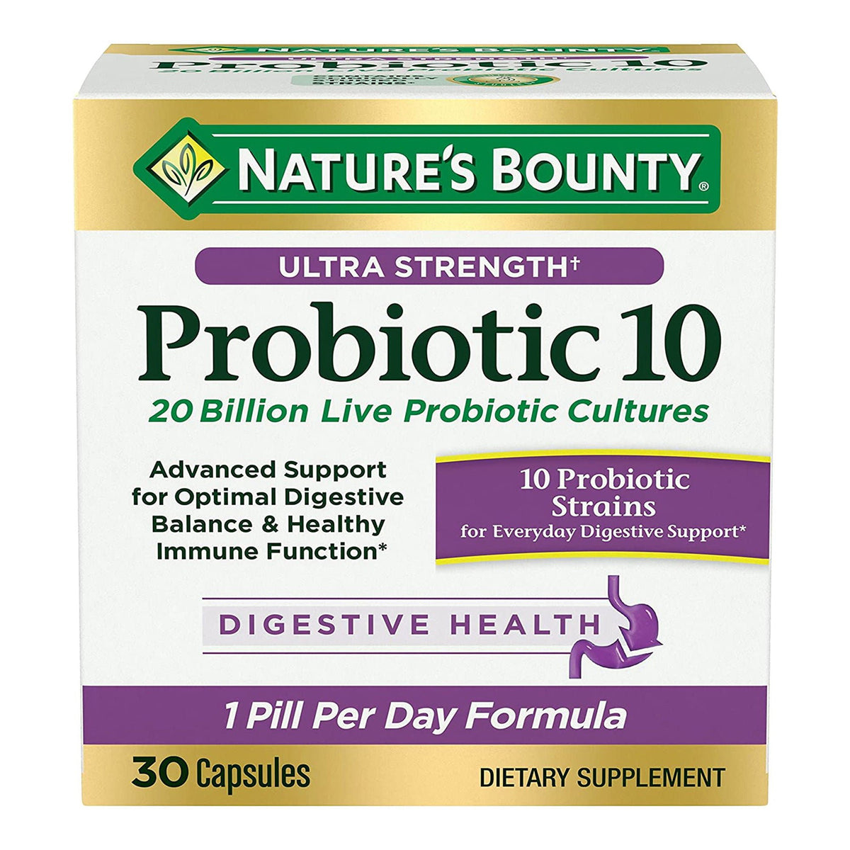 ULTRA STRENGTH PROBIOTIC 10, CAP NATURES BOUNTY (30/BT)