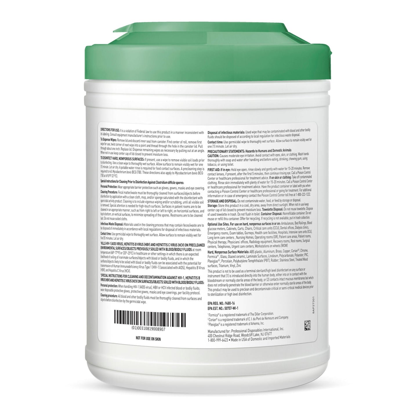 WIPE, GERMICIDAL SANIHYPERCIDE160 LG (12/CS)