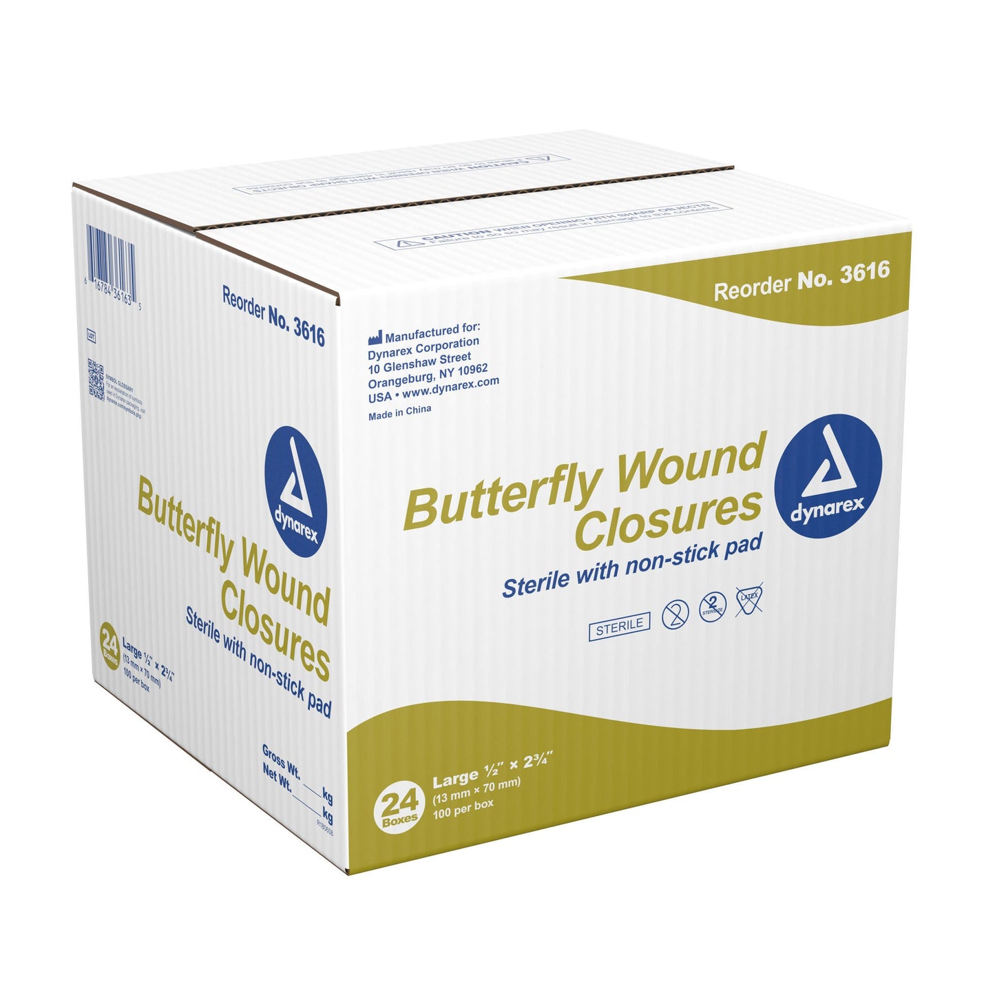 BANDAGE, BUTTERFLY 1/2"X2.75" (100/BX 24BX/CS)