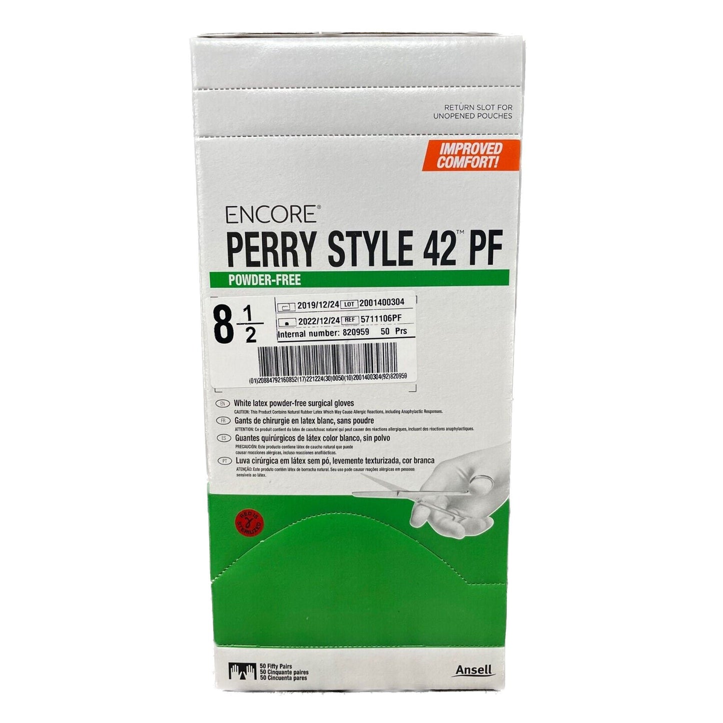 GLOVE, SURG LTX 8.5 STR2 SMTH (50PR/BX 4BX/CS)