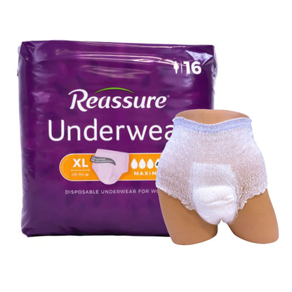 Reassure® Maximum Absorbent Underwear, Women, Medium – Heavy Absorbency, X-Large