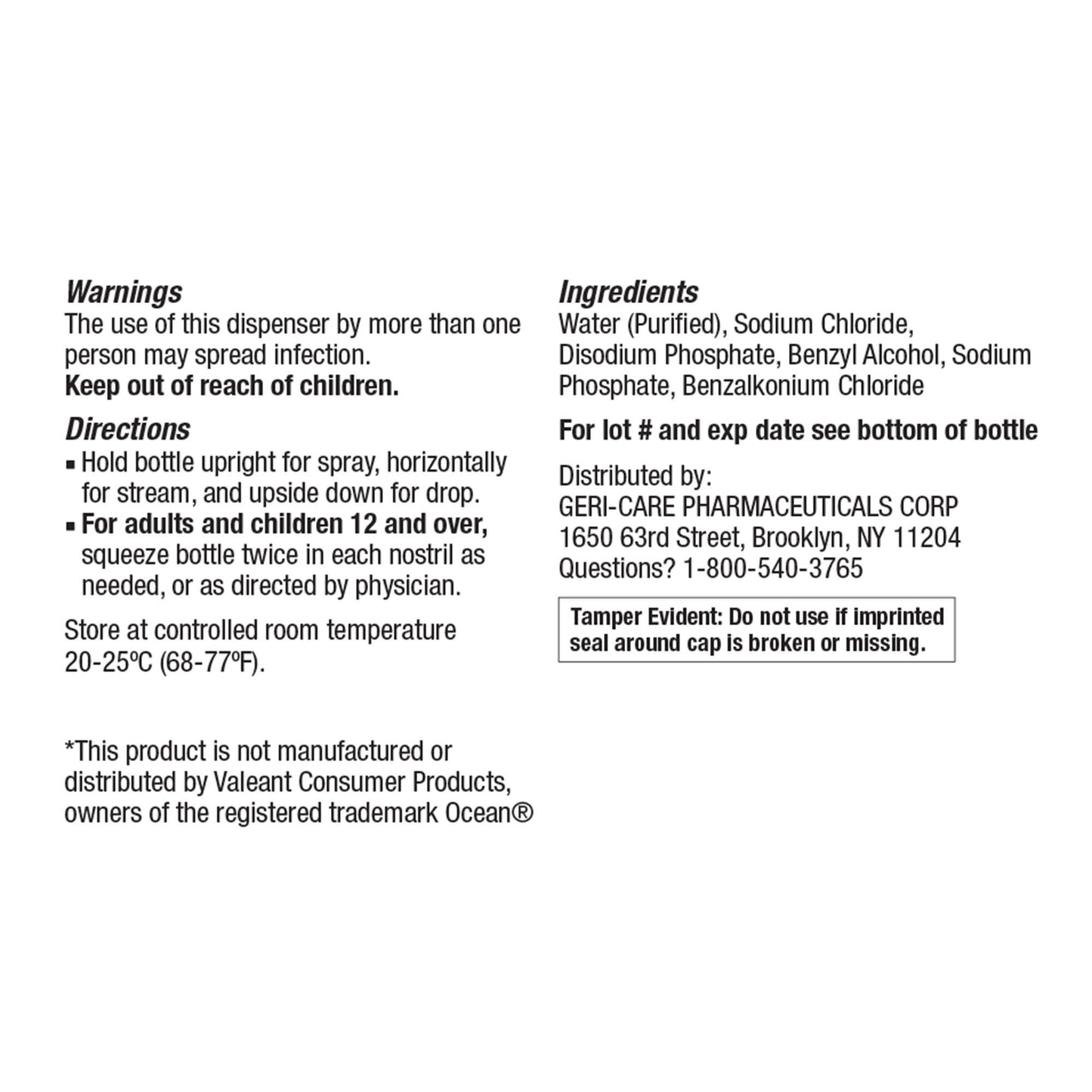 SALINE, NASAL SPR 0.65% 1.5OZ (36/CS)