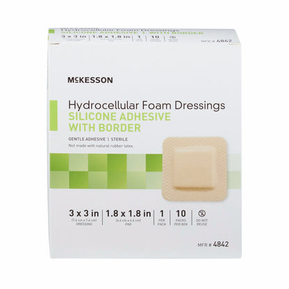 FOAM, ADH SIL W/BORDER 3"X3" (10/BX 20BX/CS)