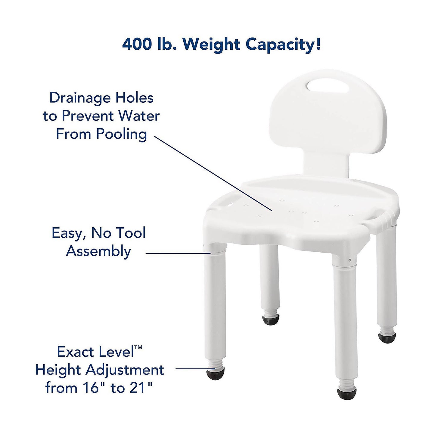 BENCH, BATH UNIV W/BK (1/EA) CAREXH