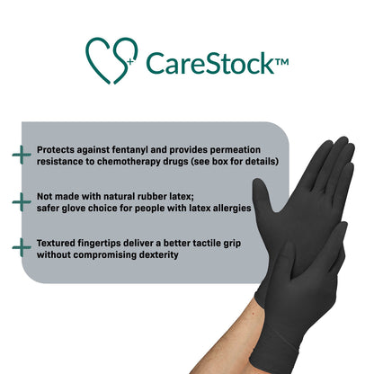 GLOVE, EXAM NTRL SM N/S CHEMO LDC BLK (250/BX 10BX/CS)