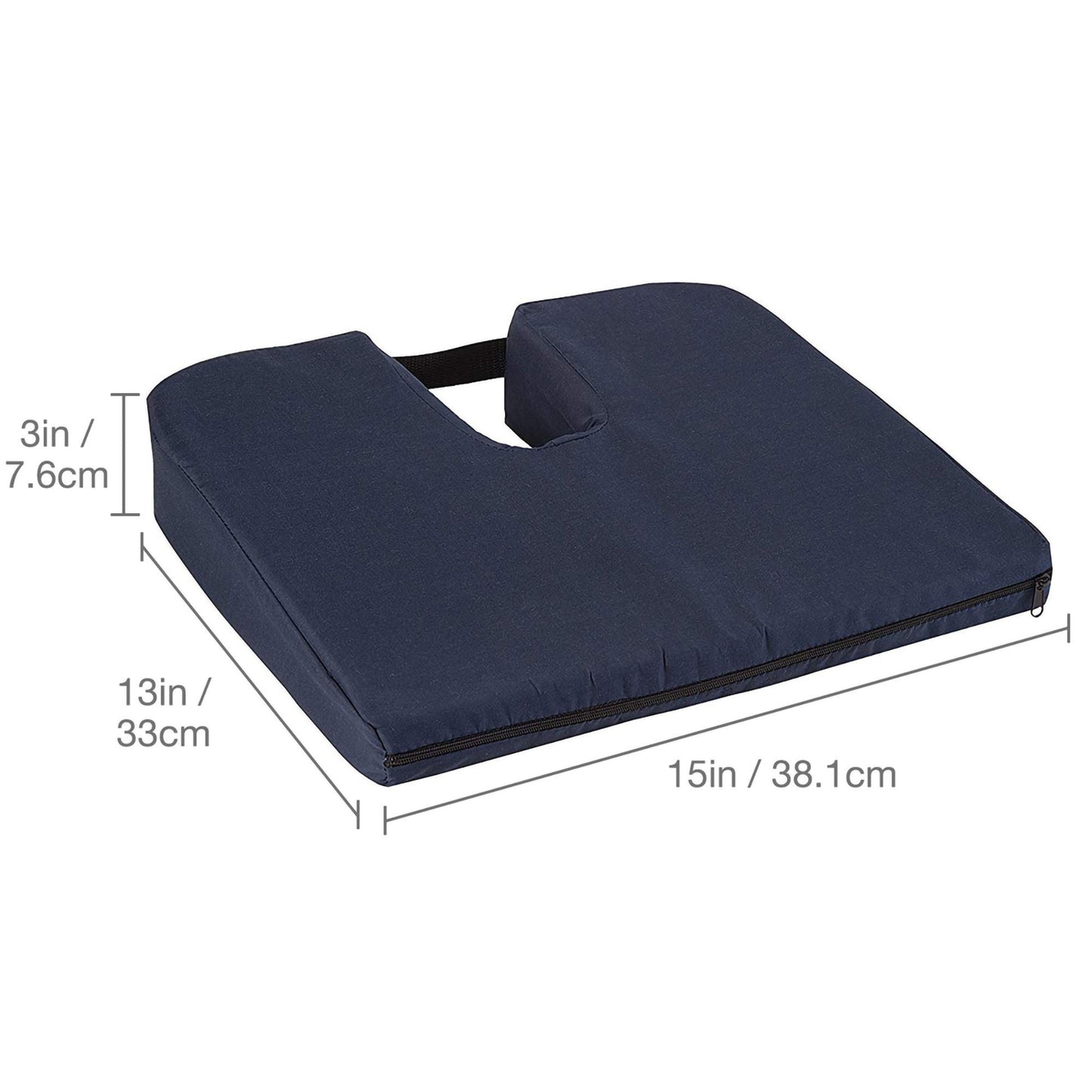 CUSHION, COCCYX SEAT SLOPING 15X14X1 1/2X3 NAVY