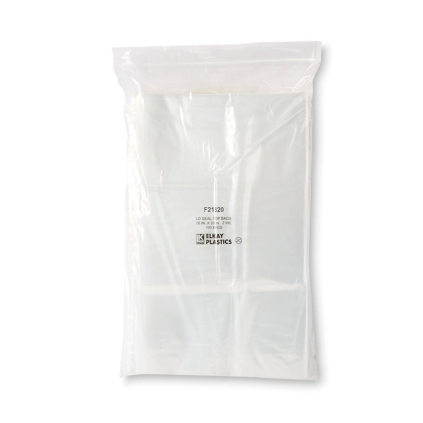 BAG, SEAL TOP CLR LINE SNGL TRACK 2MIL 18"X20" (100/PK 5PK/C