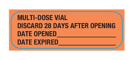 LABEL, MULTI-DOSE VIAL FLOURESCENT ORG 1.5"X0.5" (615/RL)