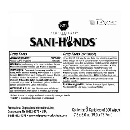 WIPES, SANI PROFESSIONAL HANDS65.9% ALCOHOL (300/CN 6CN/CS)