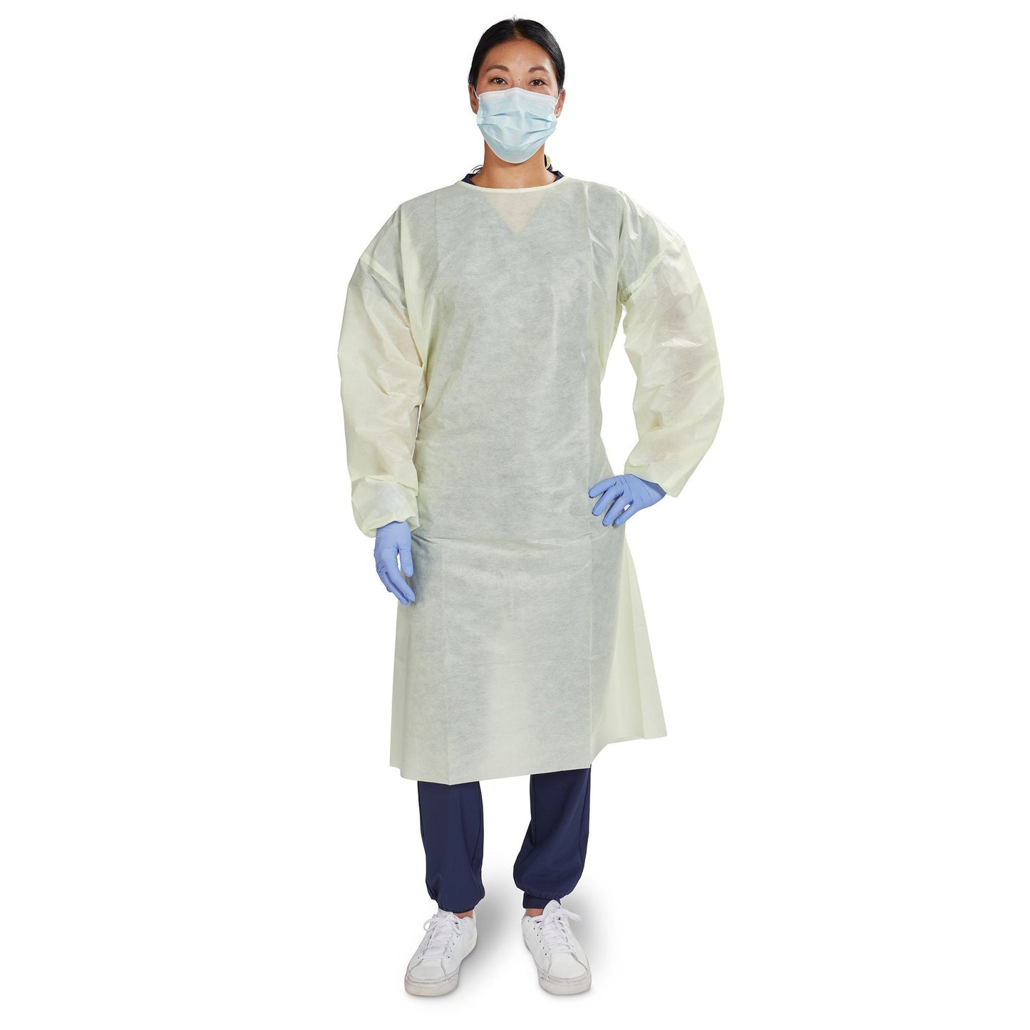GOWN, ISO AAMI LVL2 NECK/WAISTTIE YLW OSFM (10/BG 10BG/CS)