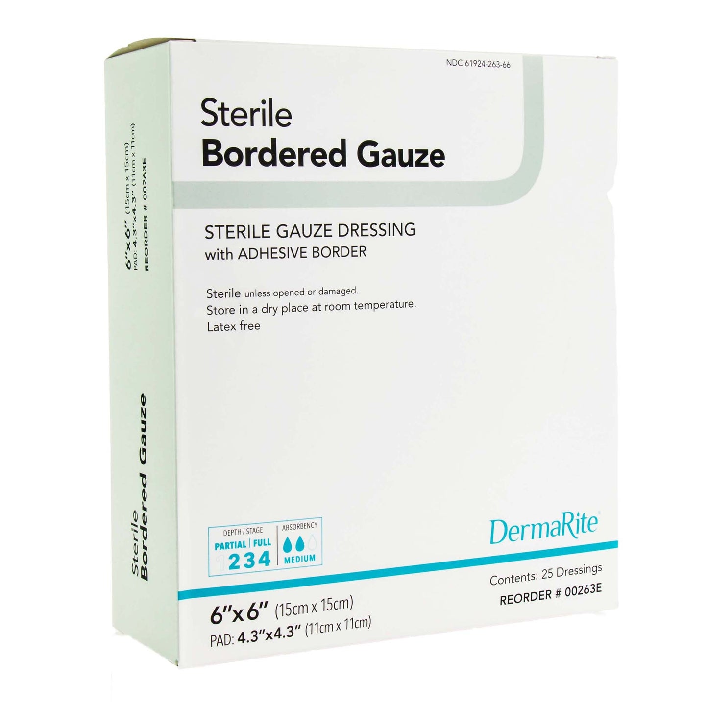 GAUZE, BORDERED STR 6"X6" (25/BX) DERMRT
