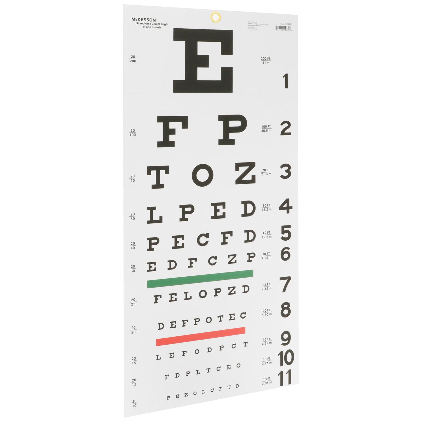 CHART, EYE TEST SNELLEN LF 20'22"X11" (5/BG)