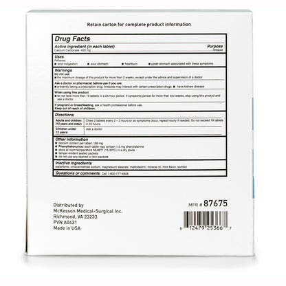 ANTACID, TAB CALCIUM CARBONATEMINT 420MG (250/BX 12BX/CS)