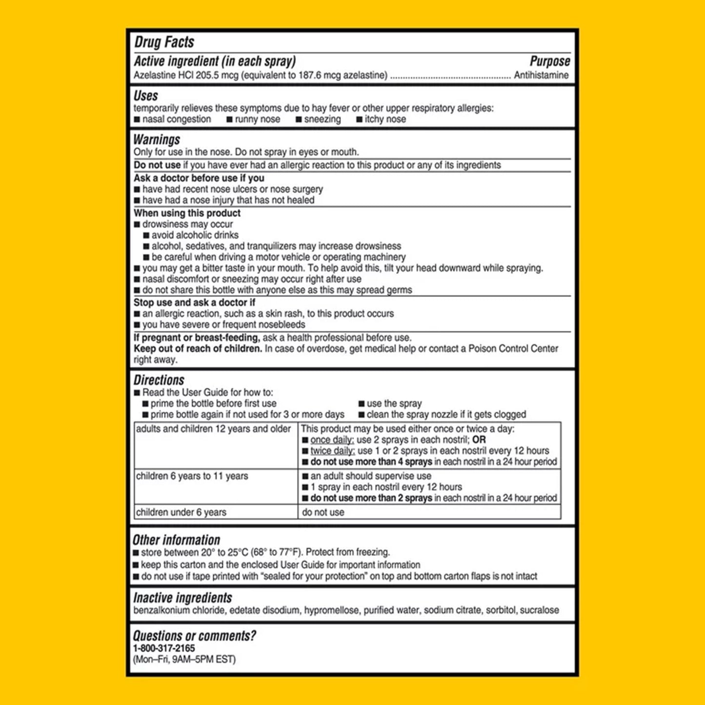 ASTEPRO ALLERGY, SPR NASAL 205.MCG 120METERED SPRAYS