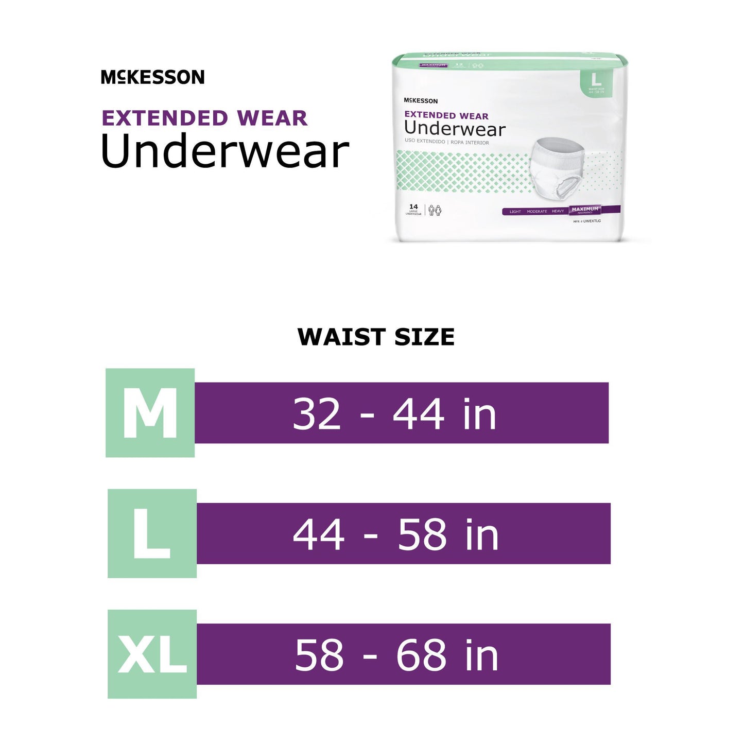 UNDERWEAR, EXTENDED WEAR MED 32-44 (16EA/BG 4BG/CS)